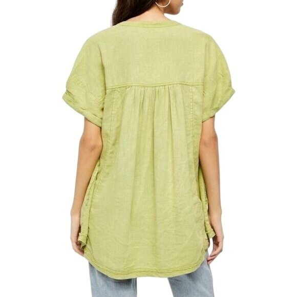 Free People Get Away With Me Tunic in Frosted Fern V-Neck Short Sleeve - XL - Picture 2 of 14